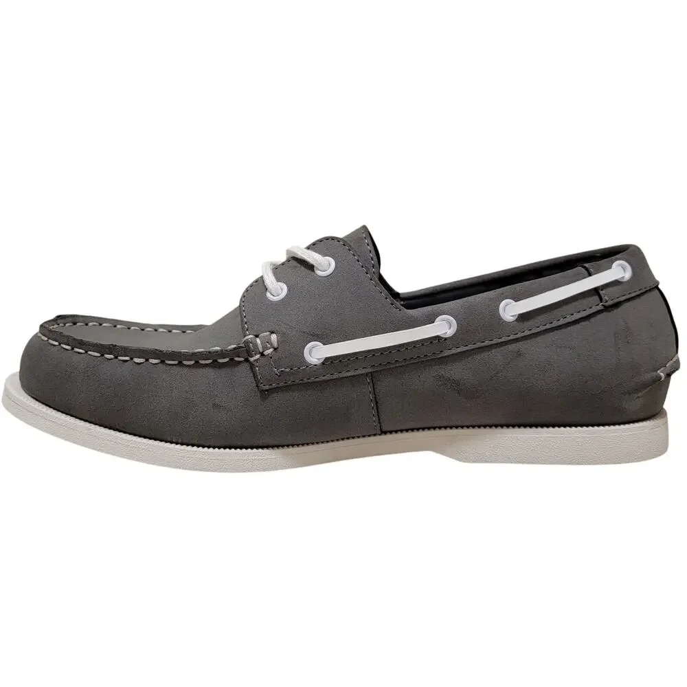 Club Room Men Elliot 2-Eye Casual Boat Shoes Size US 10M Grey Faux Leather